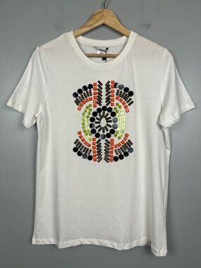 NWT Desigual white 100% embellished t-shirt, size medium.